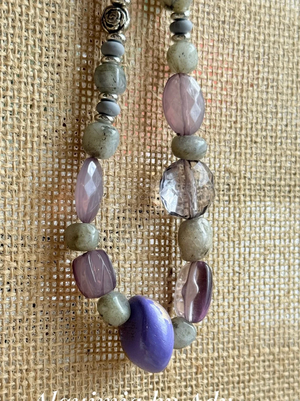 OVERSIZED  + labradorite choker short statement necklace